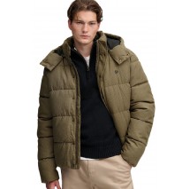SUPERDRY PREMIUM HOOD CHECK PUFFER JKT ΜΠΟΥΦΑΝ ΑΝΔΡΙΚΟ BROWN