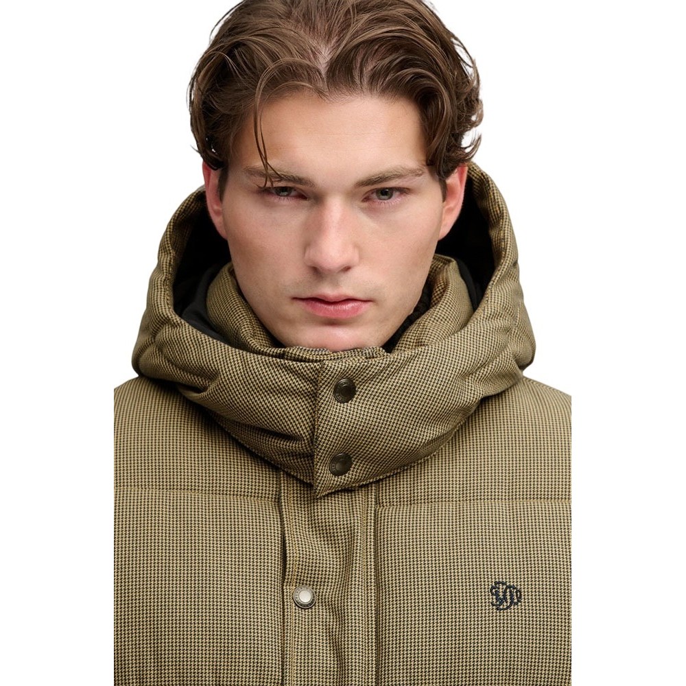SUPERDRY PREMIUM HOOD CHECK PUFFER JKT ΜΠΟΥΦΑΝ ΑΝΔΡΙΚΟ BROWN