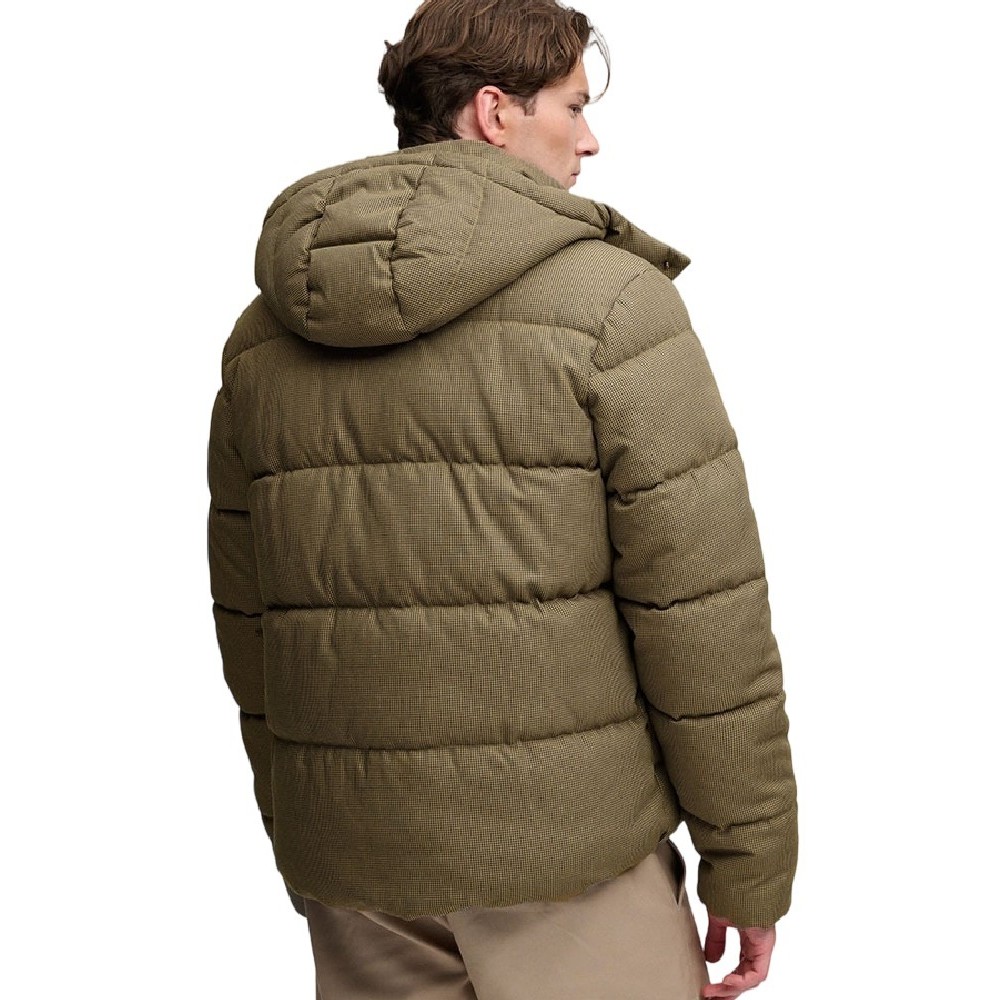 SUPERDRY PREMIUM HOOD CHECK PUFFER JKT ΜΠΟΥΦΑΝ ΑΝΔΡΙΚΟ BROWN