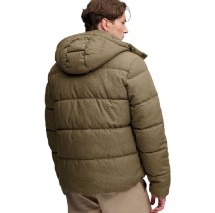 SUPERDRY PREMIUM HOOD CHECK PUFFER JKT ΜΠΟΥΦΑΝ ΑΝΔΡΙΚΟ BROWN