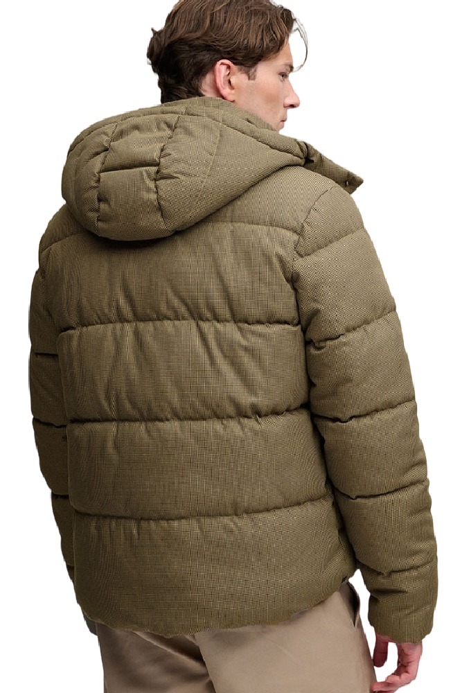 SUPERDRY PREMIUM HOOD CHECK PUFFER JKT ΜΠΟΥΦΑΝ ΑΝΔΡΙΚΟ BROWN