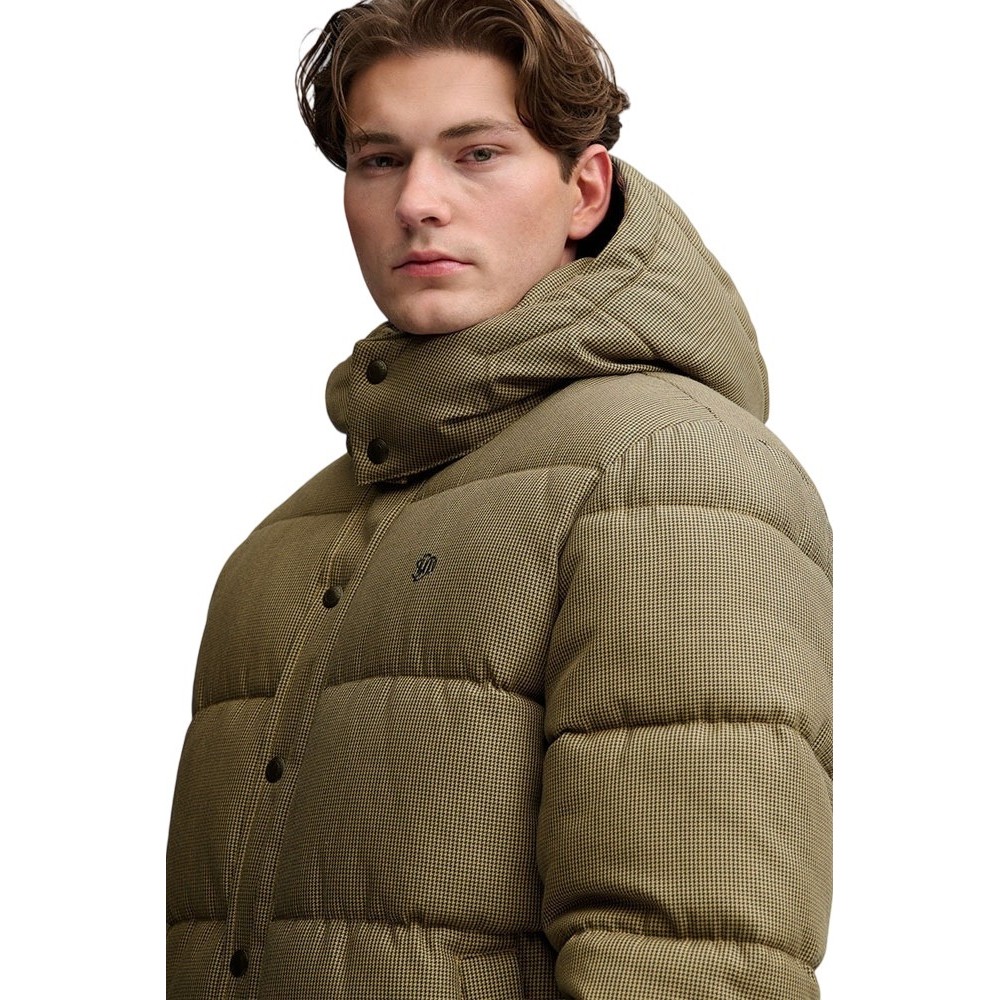 SUPERDRY PREMIUM HOOD CHECK PUFFER JKT ΜΠΟΥΦΑΝ ΑΝΔΡΙΚΟ BROWN