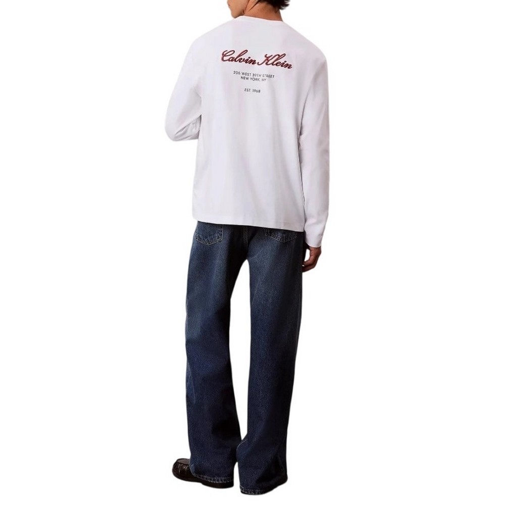 CALVIN KLEIN JEANS SLEEK INTLK SCRIPT CALVIN BAC ΜΠΛΟΥΖΑ ΜΑΚΡΥΜΑΝΙΚΗ ΑΝΔΡΙΚΗ BRIGHT WHITE