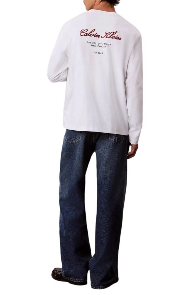 CALVIN KLEIN JEANS SLEEK INTLK SCRIPT CALVIN BAC ΜΠΛΟΥΖΑ ΜΑΚΡΥΜΑΝΙΚΗ ΑΝΔΡΙΚΗ BRIGHT WHITE