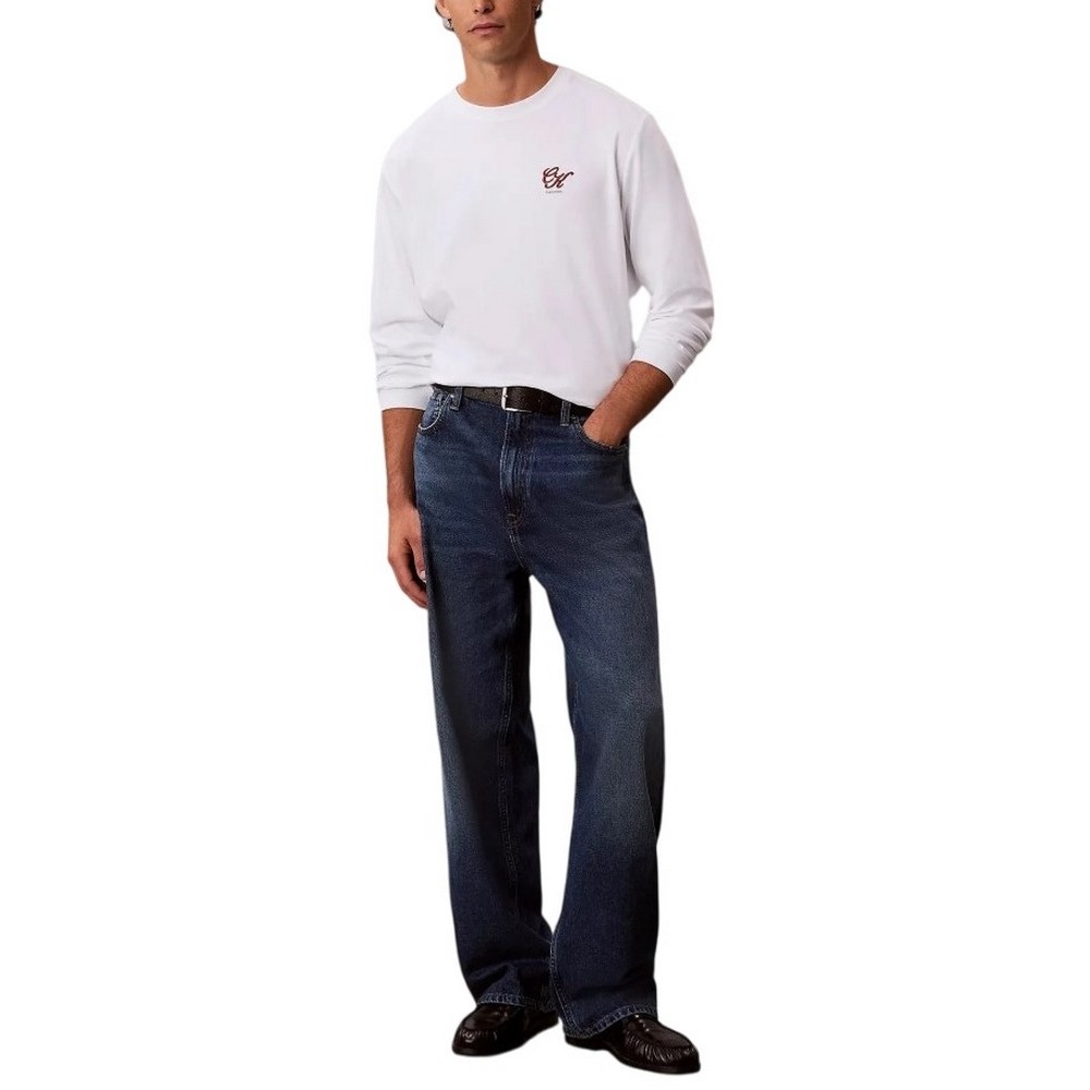 CALVIN KLEIN JEANS SLEEK INTLK SCRIPT CALVIN BAC ΜΠΛΟΥΖΑ ΜΑΚΡΥΜΑΝΙΚΗ ΑΝΔΡΙΚΗ BRIGHT WHITE