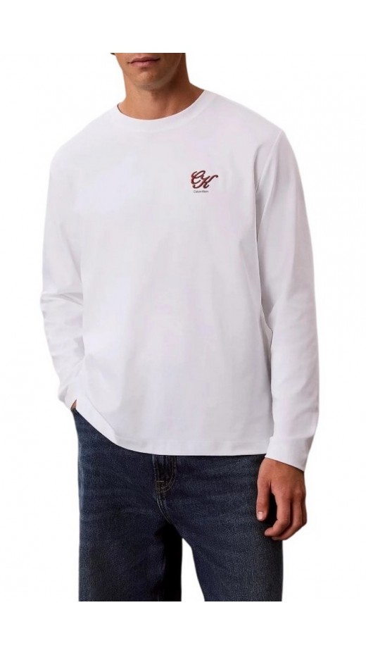 CALVIN KLEIN JEANS SLEEK INTLK SCRIPT CALVIN BAC ΜΠΛΟΥΖΑ ΜΑΚΡΥΜΑΝΙΚΗ ΑΝΔΡΙΚΗ BRIGHT WHITE