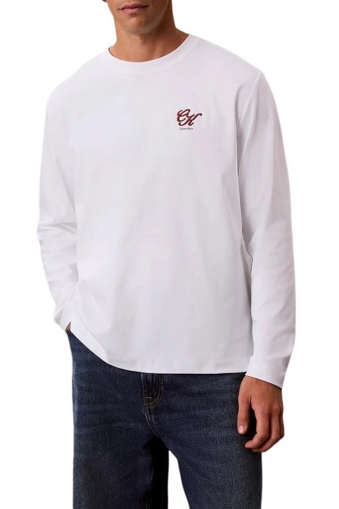 CALVIN KLEIN JEANS SLEEK INTLK SCRIPT CALVIN BAC ΜΠΛΟΥΖΑ ΜΑΚΡΥΜΑΝΙΚΗ ΑΝΔΡΙΚΗ BRIGHT WHITE