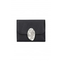 CALVIN KLEIN STONE LOCK SLOUCHY LTHR TRIFOL ΠΟΡΤΟΦΟΛΙ ΓΥΝΑΙΚΕΙΟ BLACK