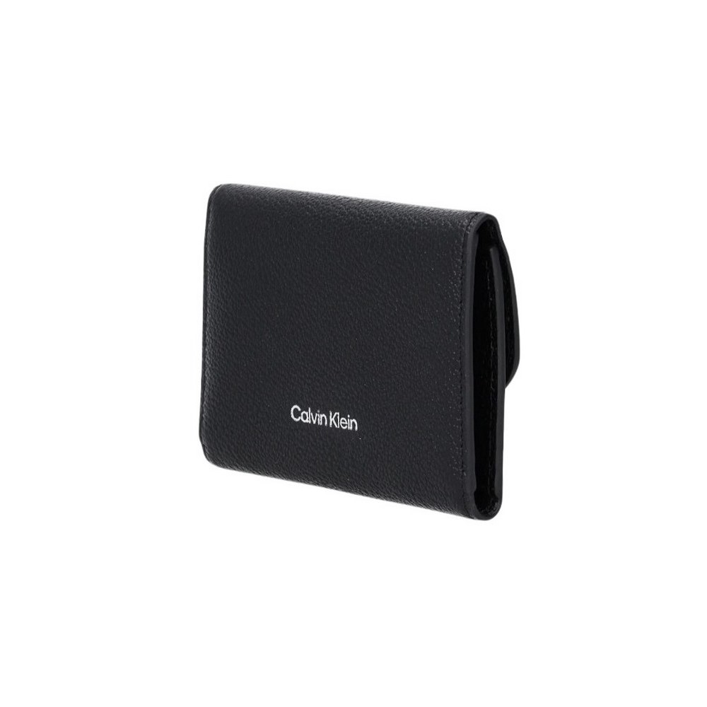 CALVIN KLEIN STONE LOCK SLOUCHY LTHR TRIFOL ΠΟΡΤΟΦΟΛΙ ΓΥΝΑΙΚΕΙΟ BLACK