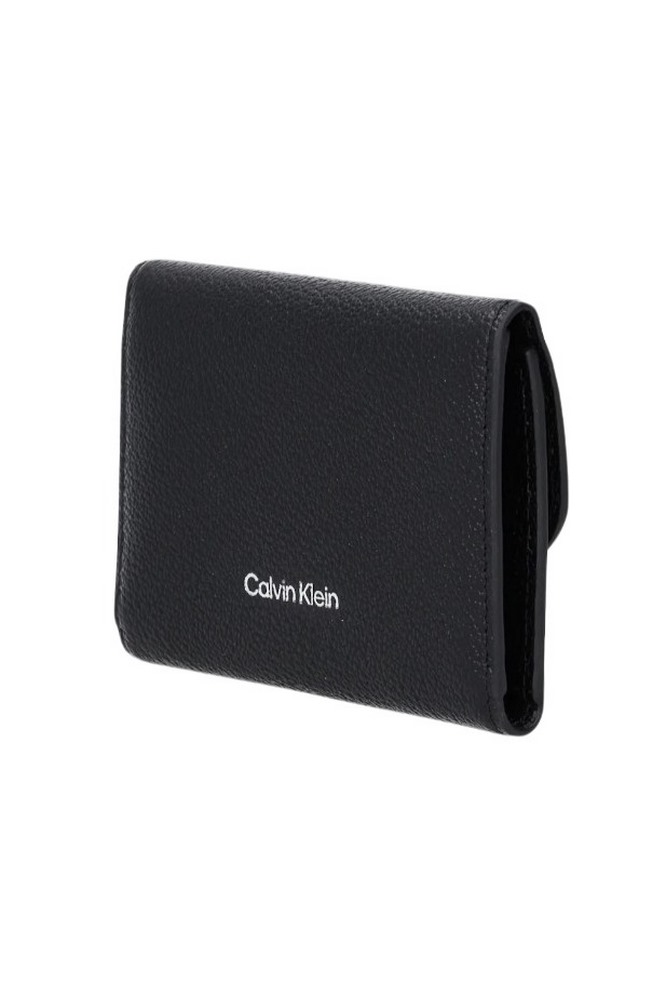 CALVIN KLEIN STONE LOCK SLOUCHY LTHR TRIFOL ΠΟΡΤΟΦΟΛΙ ΓΥΝΑΙΚΕΙΟ BLACK