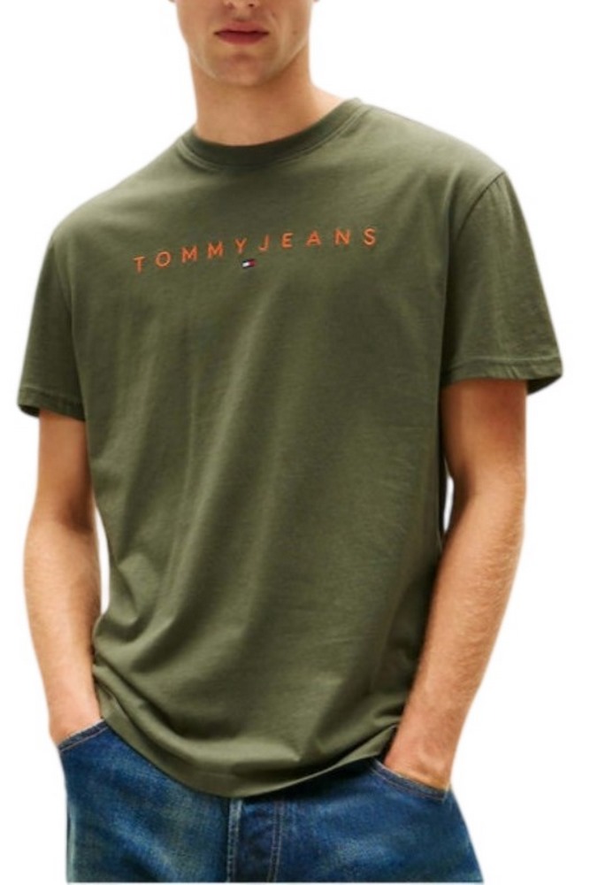 TOMMY JEANS REG LINEAR LOGO TEE EXT T-SHIRT ΜΠΛΟΥΖΑ ΑΝΔΡΙΚΗ GREEN