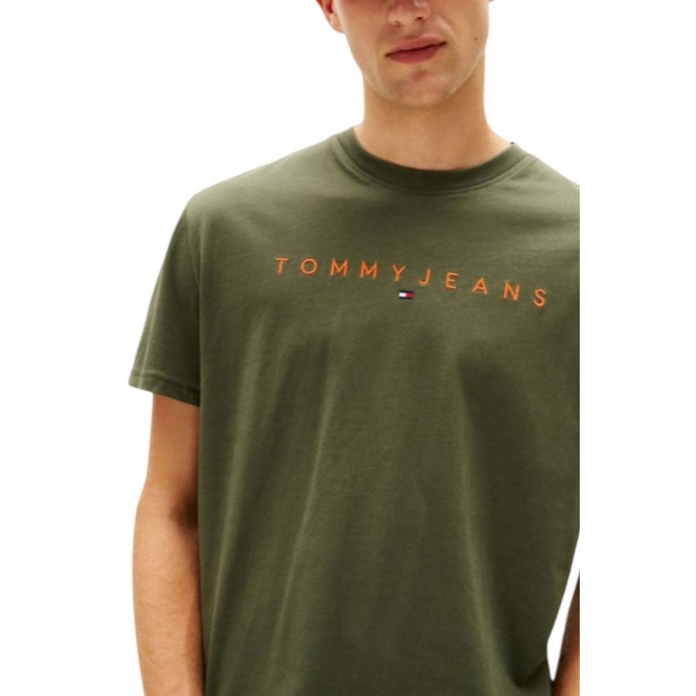 TOMMY JEANS REG LINEAR LOGO TEE EXT T-SHIRT ΜΠΛΟΥΖΑ ΑΝΔΡΙΚΗ GREEN
