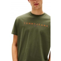 TOMMY JEANS REG LINEAR LOGO TEE EXT T-SHIRT ΜΠΛΟΥΖΑ ΑΝΔΡΙΚΗ GREEN