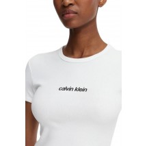 CALVIN KLEIN CONTOUR RIB LOGO RINGER TEE T-SHIRT ΜΠΛΟΥΖΑ ΓΥΝΑΙΚΕΙΑ WHITE
