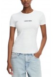 CALVIN KLEIN CONTOUR RIB LOGO RINGER TEE T-SHIRT ΜΠΛΟΥΖΑ ΓΥΝΑΙΚΕΙΑ WHITE