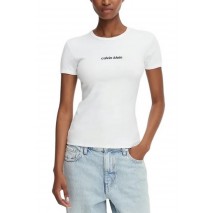 CALVIN KLEIN CONTOUR RIB LOGO RINGER TEE T-SHIRT ΜΠΛΟΥΖΑ ΓΥΝΑΙΚΕΙΑ WHITE