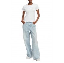 CALVIN KLEIN CONTOUR RIB LOGO RINGER TEE T-SHIRT ΜΠΛΟΥΖΑ ΓΥΝΑΙΚΕΙΑ WHITE