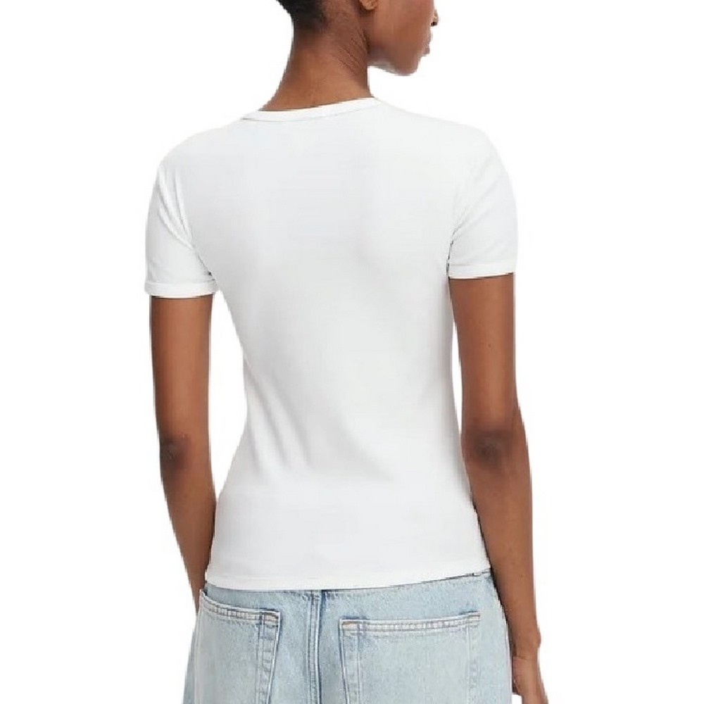 CALVIN KLEIN CONTOUR RIB LOGO RINGER TEE T-SHIRT ΜΠΛΟΥΖΑ ΓΥΝΑΙΚΕΙΑ WHITE