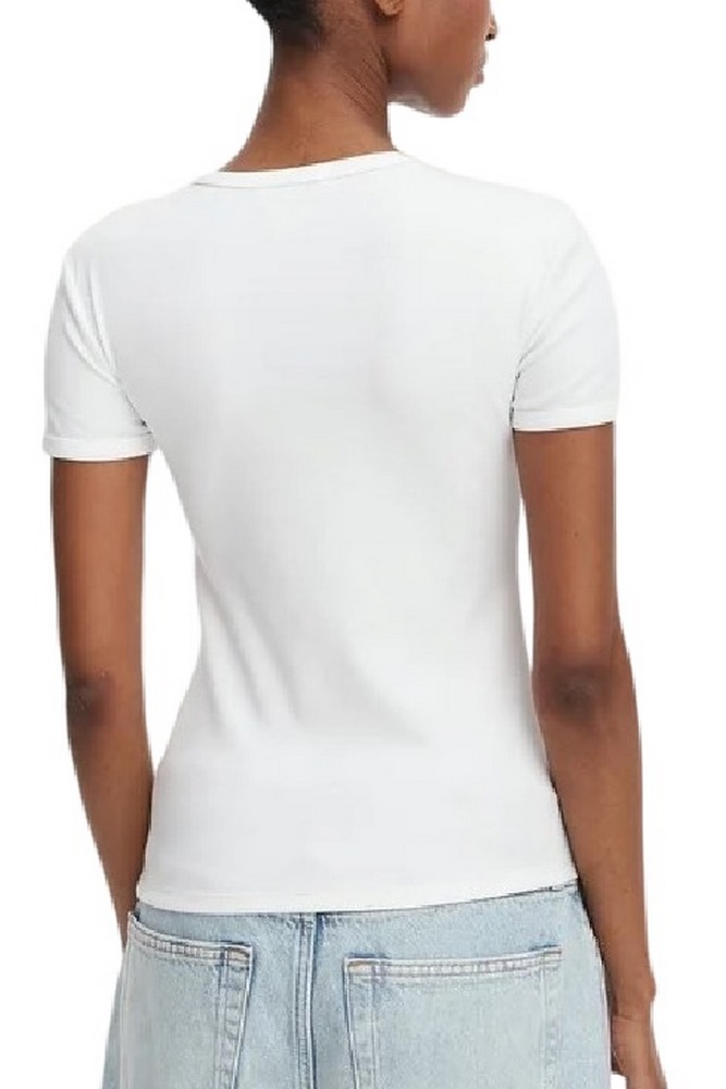 CALVIN KLEIN CONTOUR RIB LOGO RINGER TEE T-SHIRT ΜΠΛΟΥΖΑ ΓΥΝΑΙΚΕΙΑ WHITE