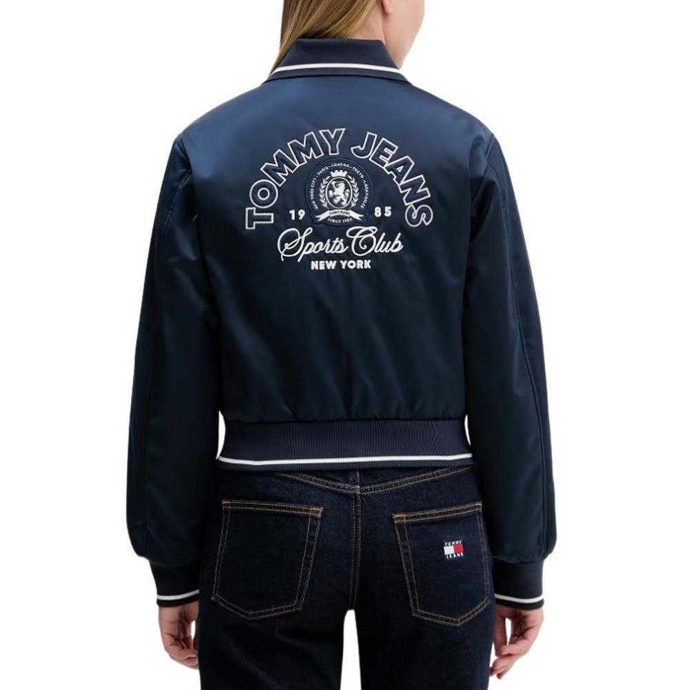 TOMMY JEANS COLLAR SATIN VARSITY JACKET ΜΠΟΥΦΑΝ ΓΥΝΑΙΚΕΙΟ NAVY
