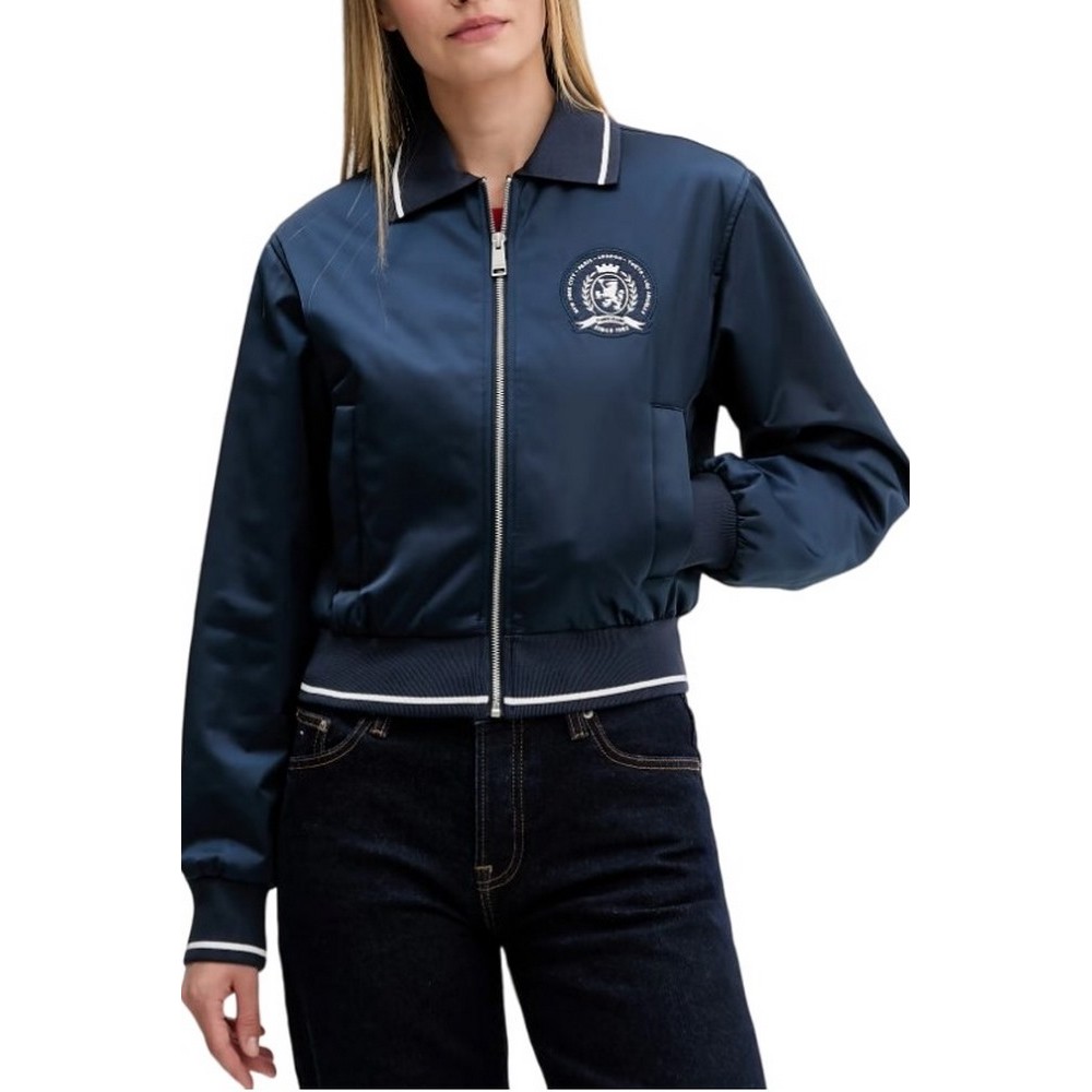 TOMMY JEANS COLLAR SATIN VARSITY JACKET ΜΠΟΥΦΑΝ ΓΥΝΑΙΚΕΙΟ NAVY