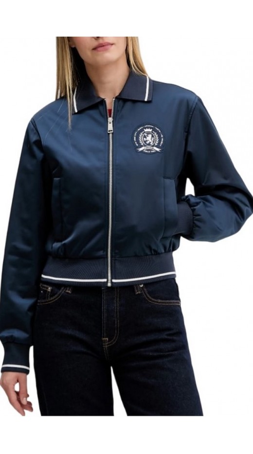 TOMMY JEANS COLLAR SATIN VARSITY JACKET ΜΠΟΥΦΑΝ ΓΥΝΑΙΚΕΙΟ NAVY