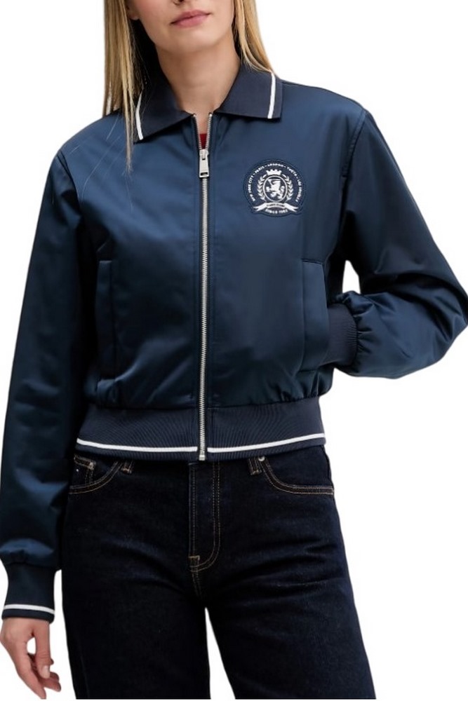 TOMMY JEANS COLLAR SATIN VARSITY JACKET ΜΠΟΥΦΑΝ ΓΥΝΑΙΚΕΙΟ NAVY