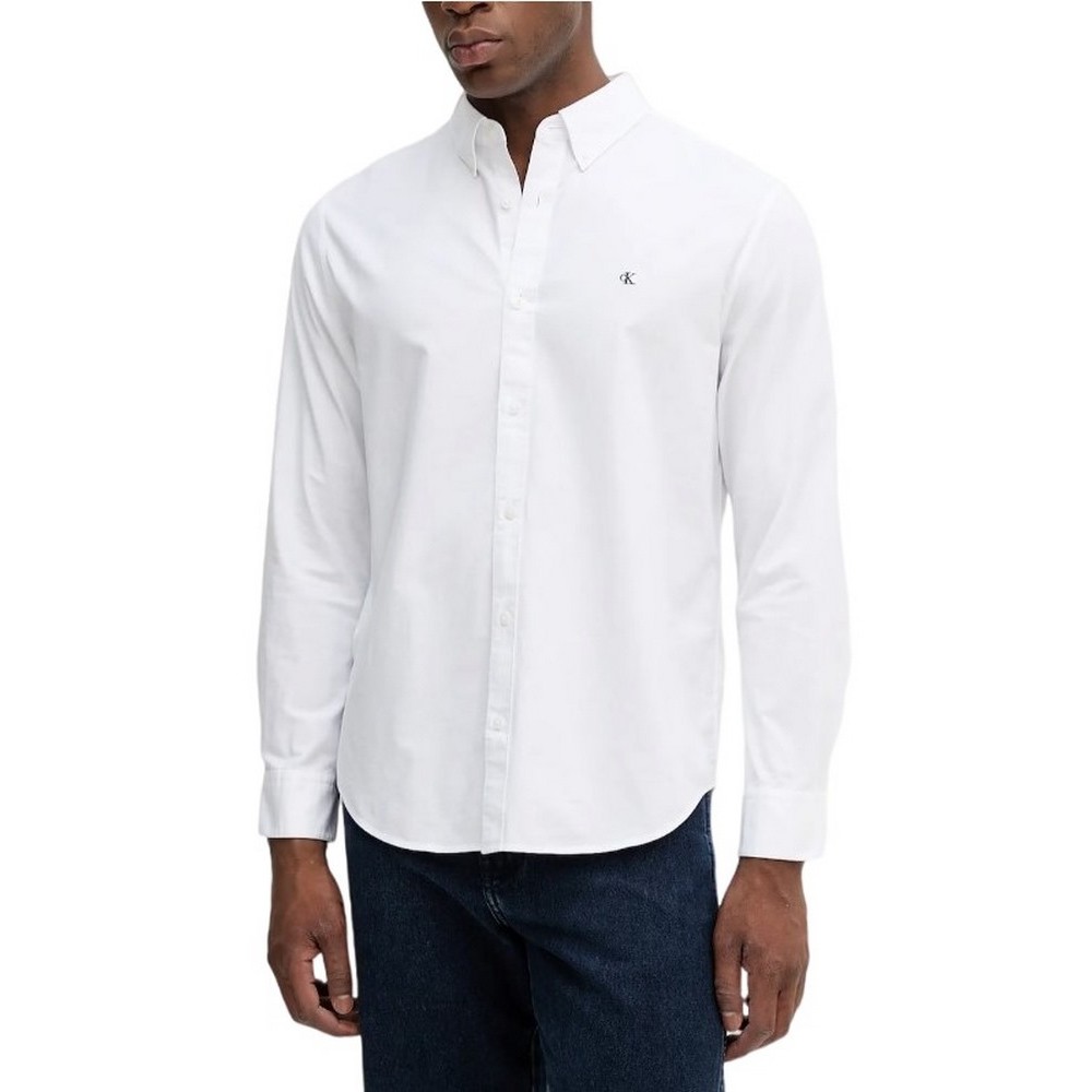 CALVIN KLEIN JEANS LS SOLID OXFORD CLASSIC SHIRT ΠΟΥΚΑΜΙΣΟ ΑΝΔΡΙΚΟ WHITE