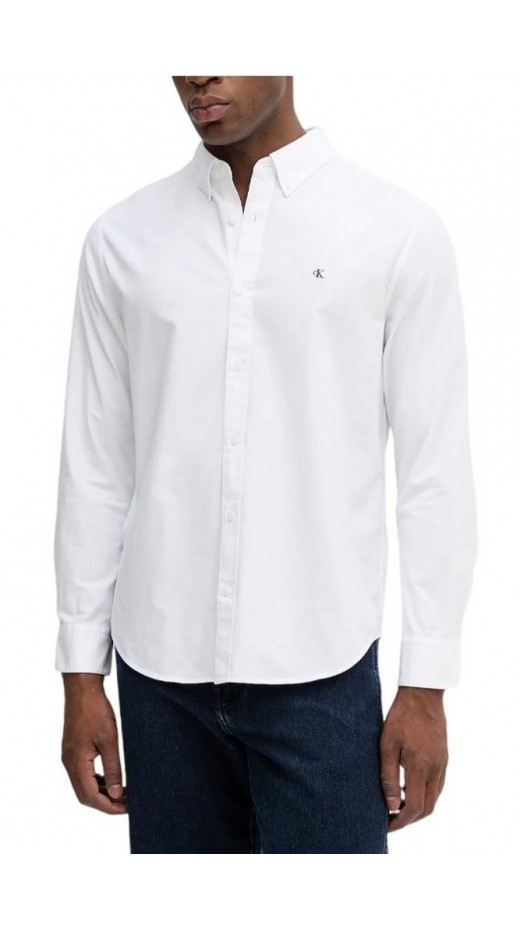 CALVIN KLEIN JEANS SOLID OXFORD CLASSIC SHIRT ΠΟΥΚΑΜΙΣΟ ΑΝΔΡΙΚΟ WHITE