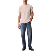 CALVIN KLEIN JEANS SLIM MICRO WAFFLE CREWNK T-SHIRT ΜΠΛΟΥΖΑ ΑΝΔΡΙΚΗ BEIGE