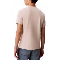 CALVIN KLEIN JEANS SLIM MICRO WAFFLE CREWNK T-SHIRT ΜΠΛΟΥΖΑ ΑΝΔΡΙΚΗ BEIGE