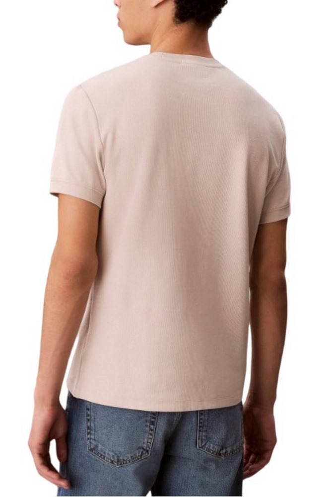 CALVIN KLEIN JEANS SLIM MICRO WAFFLE CREWNK T-SHIRT ΜΠΛΟΥΖΑ ΑΝΔΡΙΚΗ BEIGE