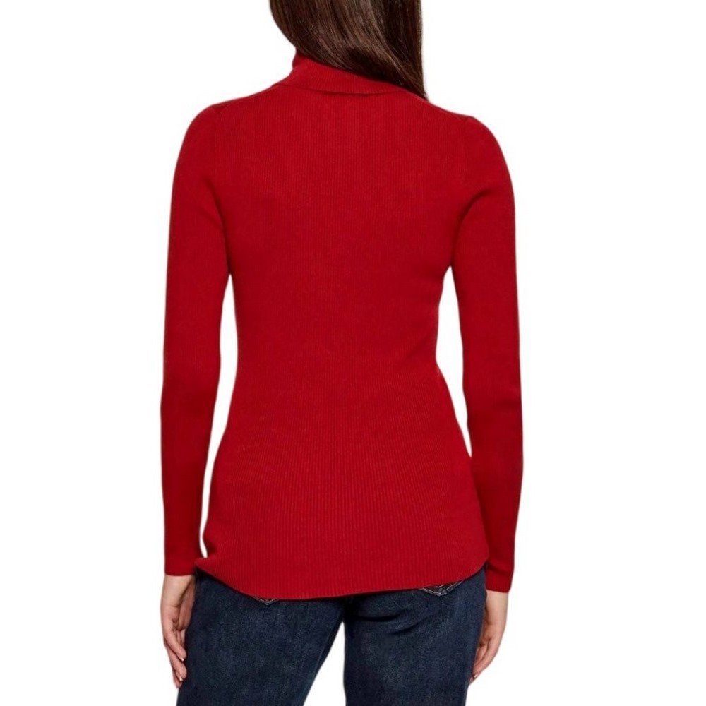CALVIN KLEIN JEANS WOVEN LABEL ROLL NECK ΜΠΛΟΥΖΑ ΜΑΚΡΥΜΑΝΙΚΗ ΓΥΝΑΙΚΕΙΑ WINE