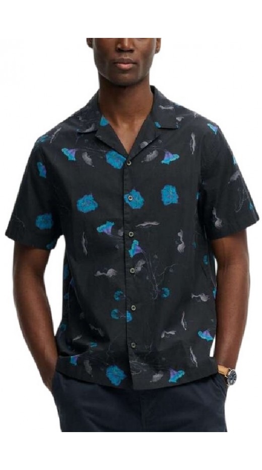 SUPERDRY D3 OVIN CABANA PRINT SHIRT ΠΟΥΚΑΜΙΣΟ ΑΝΔΡΙΚΟ BLACK
