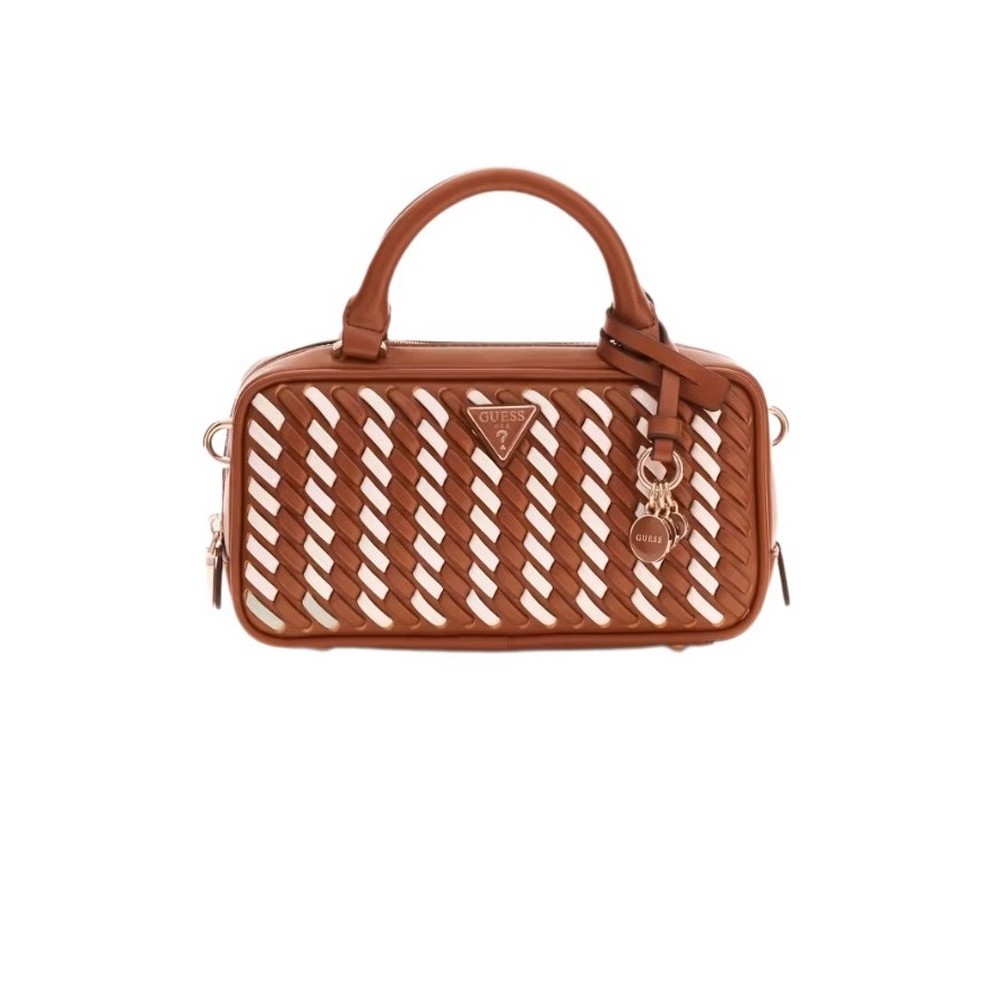 GUESS KORA MINI BOX SATCHEL ΤΣΑΝΤΑ ΓΥΝΑΙΚΕΙΑ CARAMEL