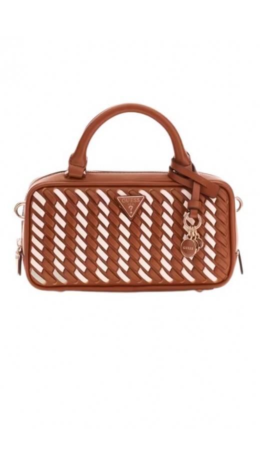 GUESS KORA MINI BOX SATCHEL ΤΣΑΝΤΑ ΓΥΝΑΙΚΕΙΑ CARAMEL