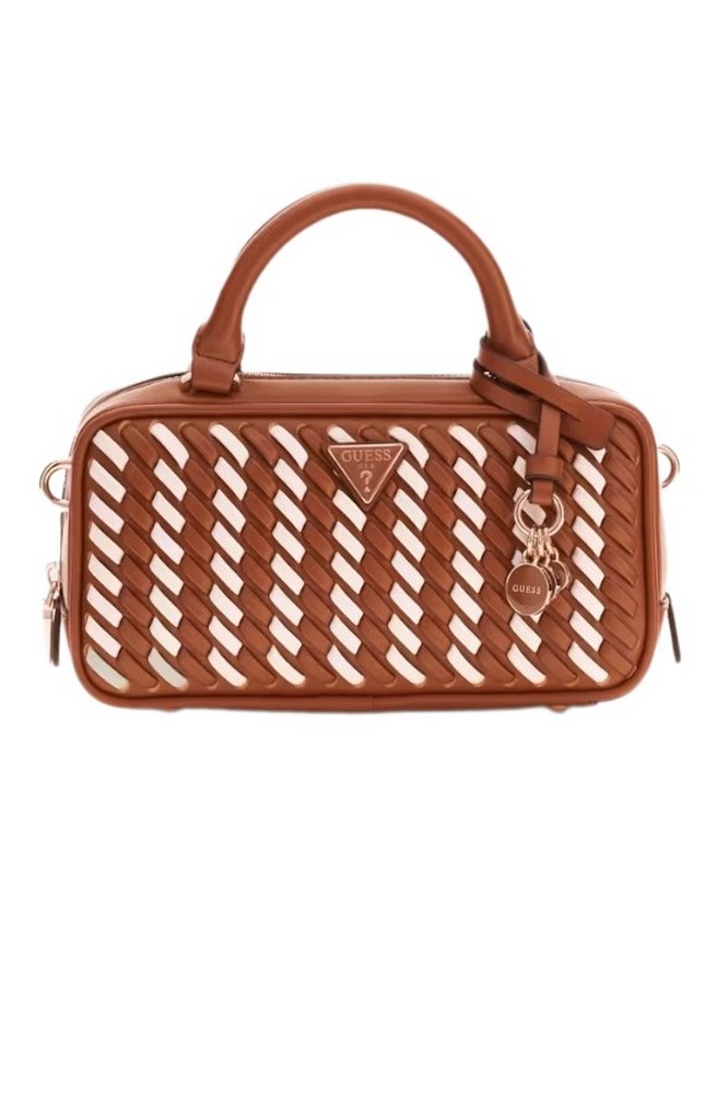 GUESS KORA MINI BOX SATCHEL ΤΣΑΝΤΑ ΓΥΝΑΙΚΕΙΑ CARAMEL