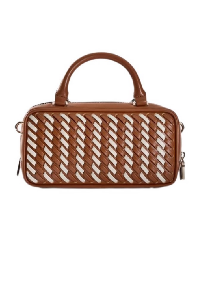 GUESS KORA MINI BOX SATCHEL ΤΣΑΝΤΑ ΓΥΝΑΙΚΕΙΑ CARAMEL