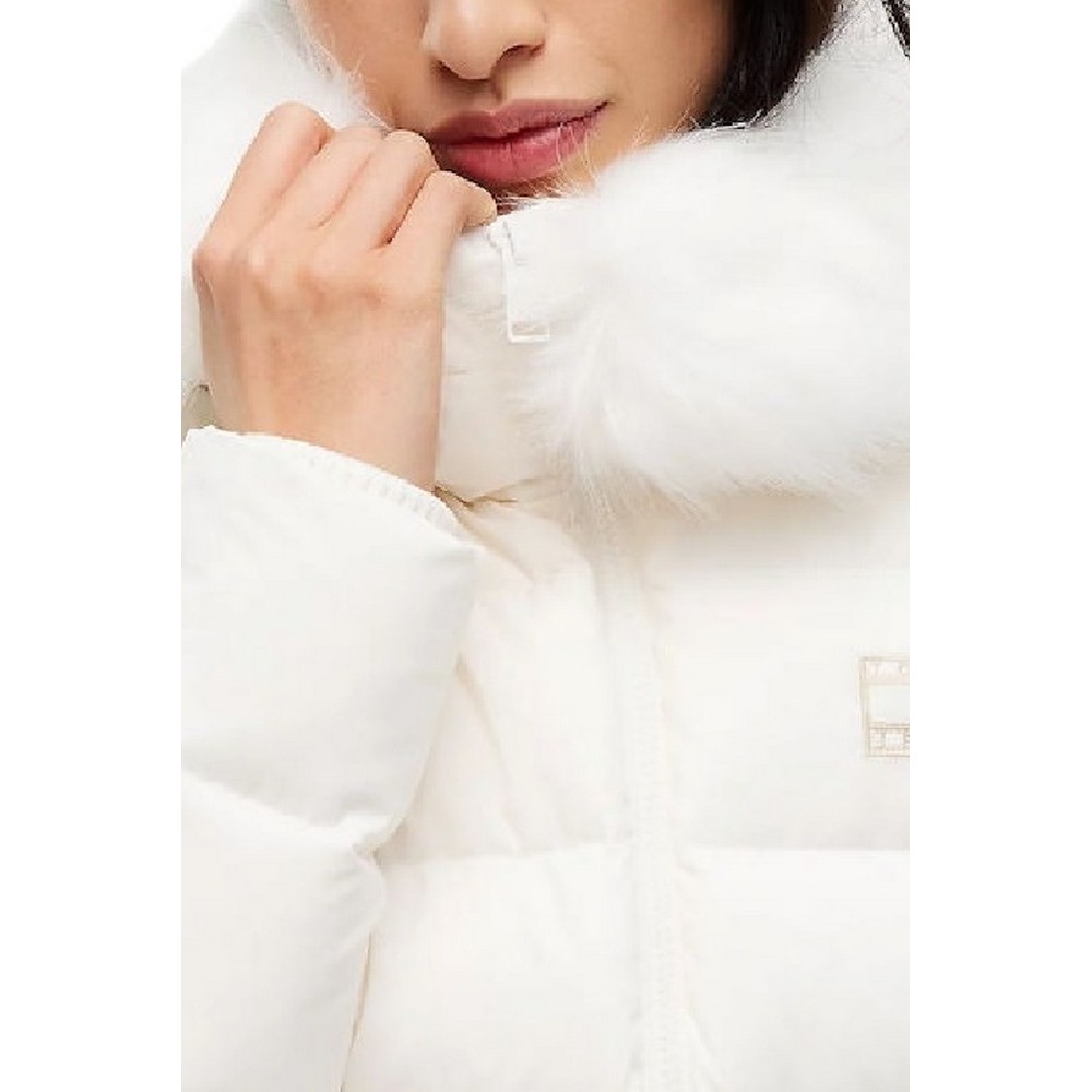 TOMMY JEANS SLIM HOOD PUFFER DOWN EXT ΜΠΟΥΦΑΝ ΓΥΝΑΙΚΕΙΟ OFF WHITE