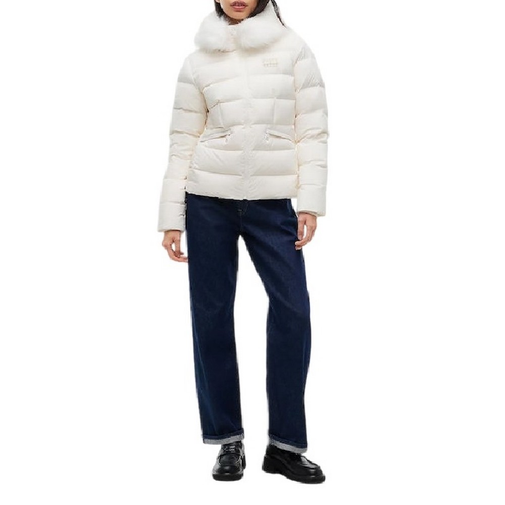 TOMMY JEANS SLIM HOOD PUFFER DOWN EXT ΜΠΟΥΦΑΝ ΓΥΝΑΙΚΕΙΟ OFF WHITE