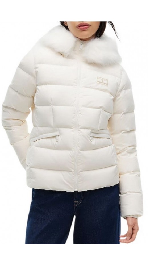 TOMMY JEANS SLIM HOOD PUFFER DOWN EXT ΜΠΟΥΦΑΝ ΓΥΝΑΙΚΕΙΟ OFF WHITE