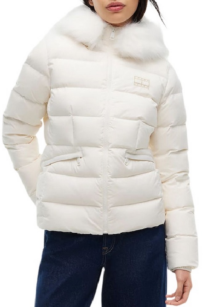 TOMMY JEANS SLIM HOOD PUFFER DOWN EXT ΜΠΟΥΦΑΝ ΓΥΝΑΙΚΕΙΟ OFF WHITE