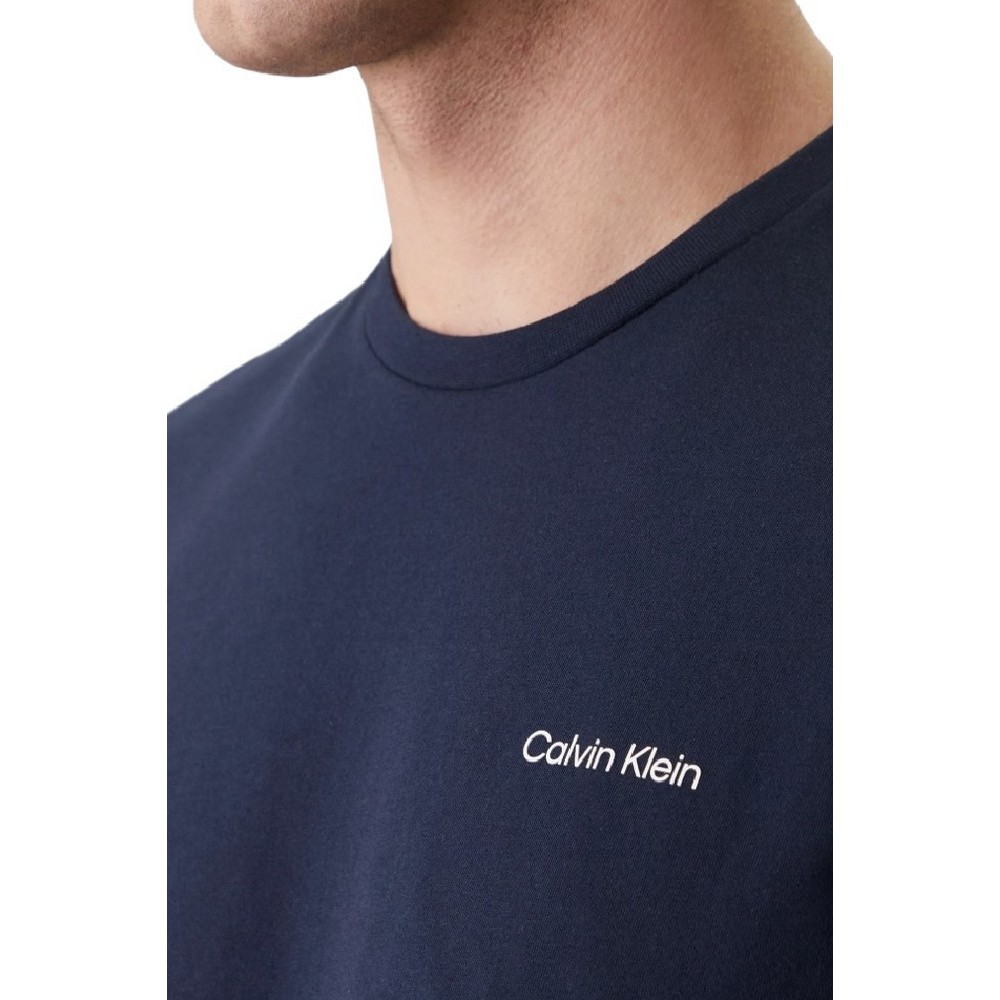 CALVIN KLEIN MICRO LOGO CREWNECK T-SHIRT ΜΠΛΟΥΖΑ ΑΝΔΡΙΚΗ NAVY
