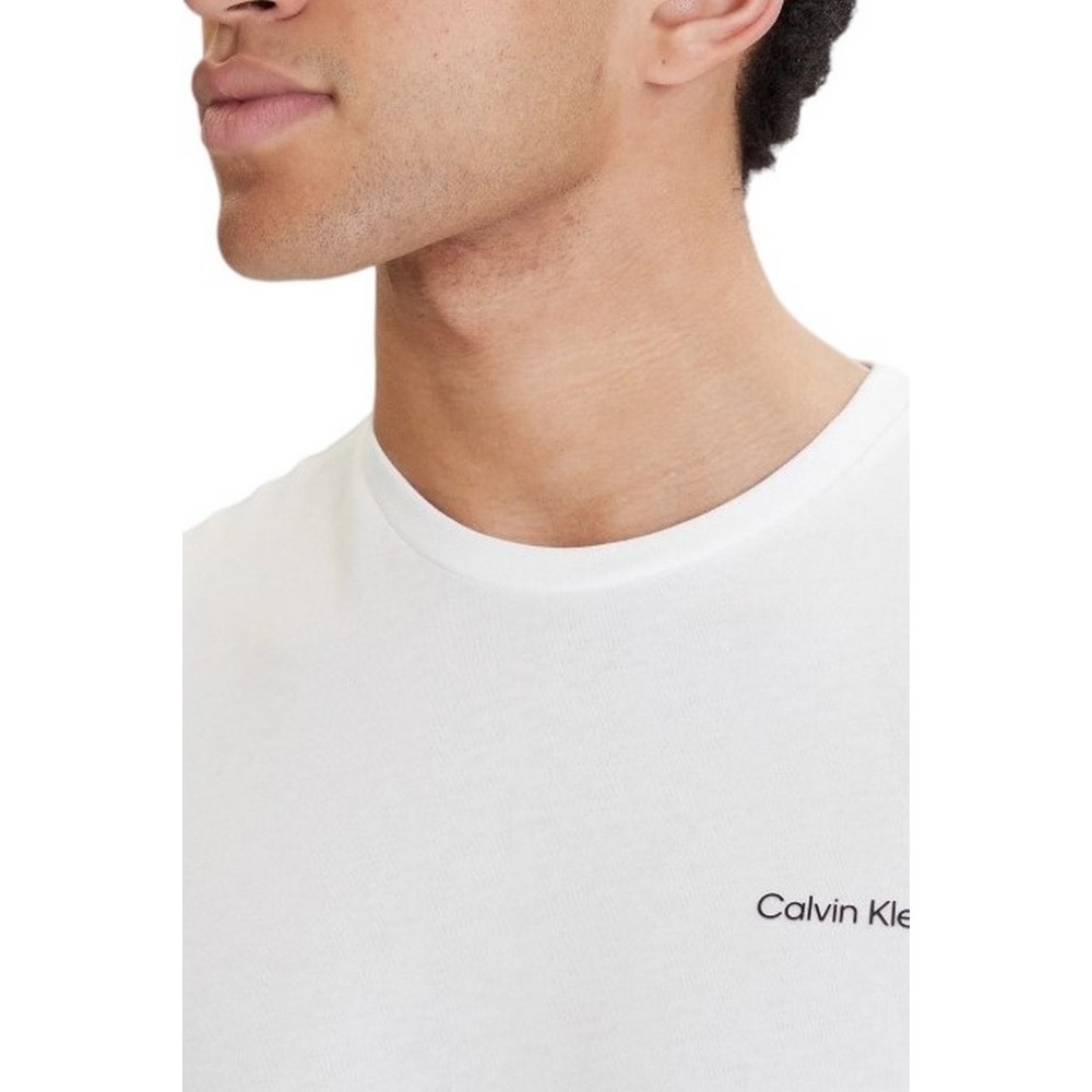 CALVIN KLEIN MICRO LOGO CREWNECK T-SHIRT ΜΠΛΟΥΖΑ ΑΝΔΡΙΚΗ BRIGHT WHITE