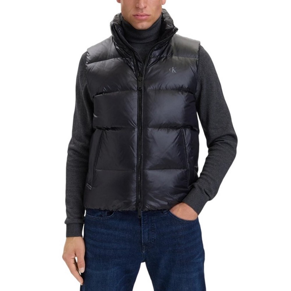 CALVIN KLEIN JEANS SVLSS GLOSSY STAND COLLAR DOWN ΜΠΟΥΦΑΝ ΑΜΑΝΙΚΟ ΑΝΔΡΙΚΟ BLACK