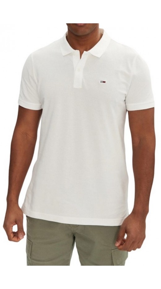 TOMMY JEANS SLIM PLACKET POLO EXT T-SHIRT ΜΠΛΟΥΖΑ ΑΝΔΡΙΚΗ ECRU
