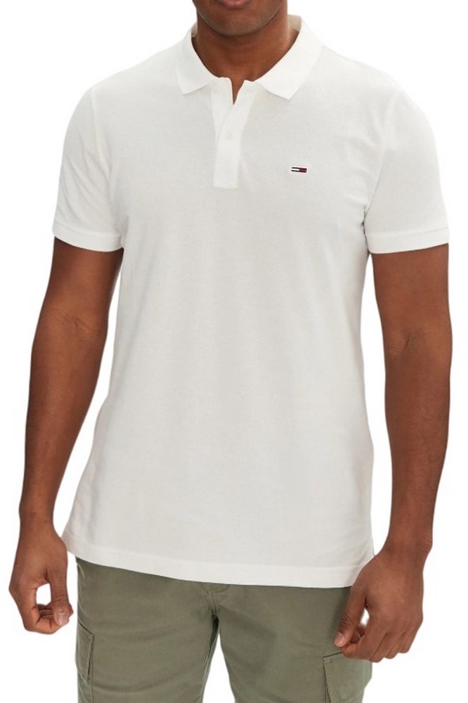 TOMMY JEANS SLIM PLACKET POLO EXT T-SHIRT ΜΠΛΟΥΖΑ ΑΝΔΡΙΚΗ ECRU