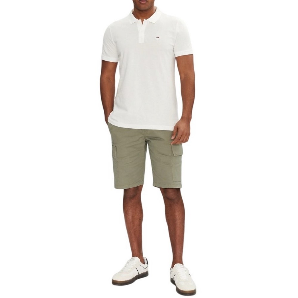TOMMY JEANS SLIM PLACKET POLO EXT T-SHIRT ΜΠΛΟΥΖΑ ΑΝΔΡΙΚΗ ECRU