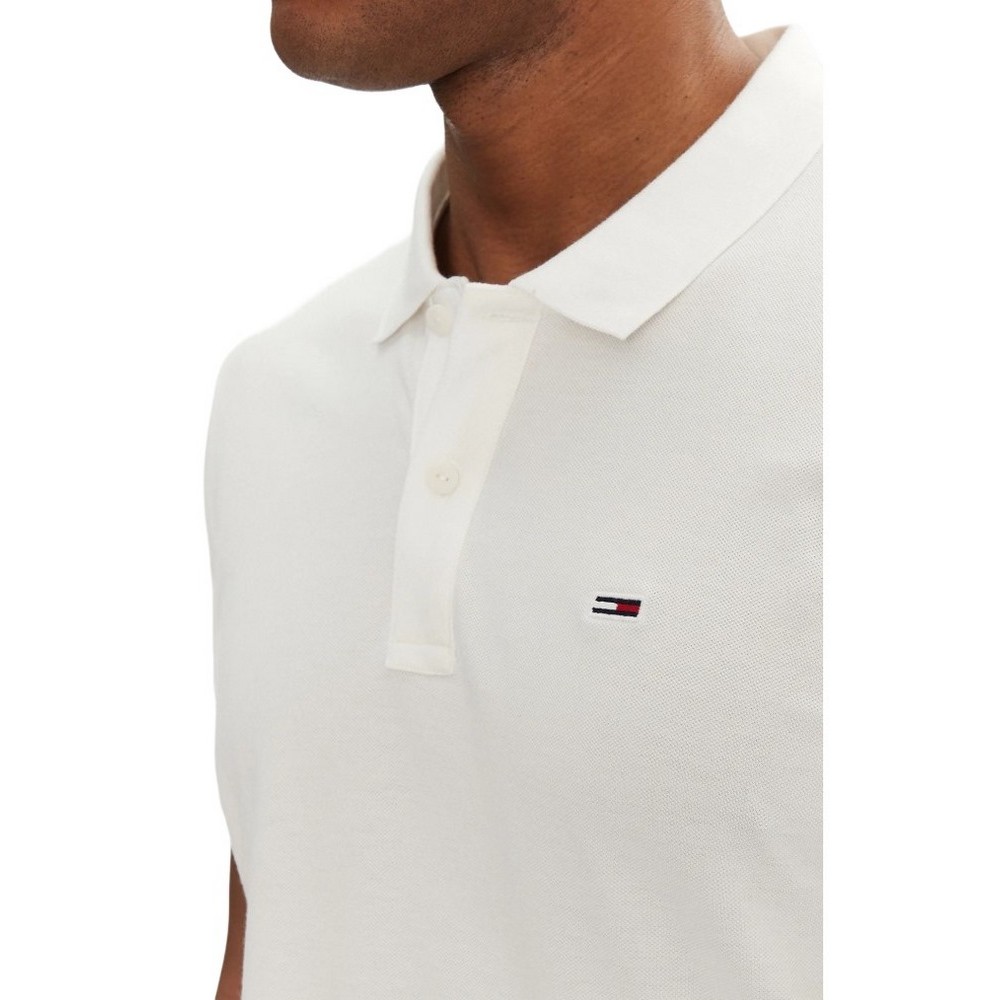 TOMMY JEANS SLIM PLACKET POLO EXT T-SHIRT ΜΠΛΟΥΖΑ ΑΝΔΡΙΚΗ ECRU
