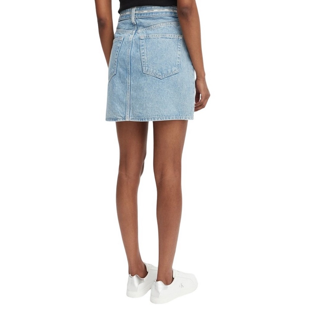 CALVIN KLEIN JEANS BRANDED MINI SKIRT FRESH WATER ΦΟΥΣΤΑ ΓΥΝΑΙΚΕΙΑ BLUΕ DENIM